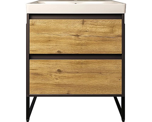 Тумба с раковиной STWORKI Кронборг 70 477801 Темное дерево Серая