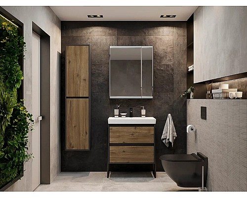 Тумба с раковиной STWORKI Кронборг 70 477801 Темное дерево Серая