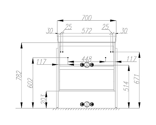 Тумба с раковиной STWORKI Кронборг 70 477801 Темное дерево Серая