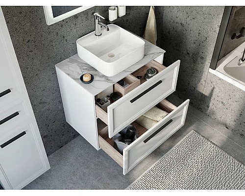 Комплект мебели для ванной STWORKI Эстерсунд 75 459860 подвесной Белый матовый Монте тиберио