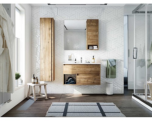 Шкаф пенал STWORKI Карлстад 30 249981 подвесной Дуб рустикальный