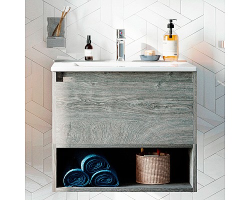 Тумба с раковиной STWORKI Карлстад 60 418832 подвесная Дуб рошелье