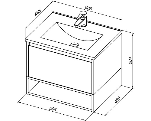 Тумба с раковиной STWORKI Карлстад 60 418832 подвесная Дуб рошелье