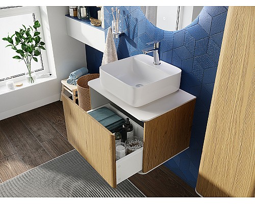 Комплект мебели для ванной STWORKI Ноттвиль 60 444537 подвесной Дуб верона