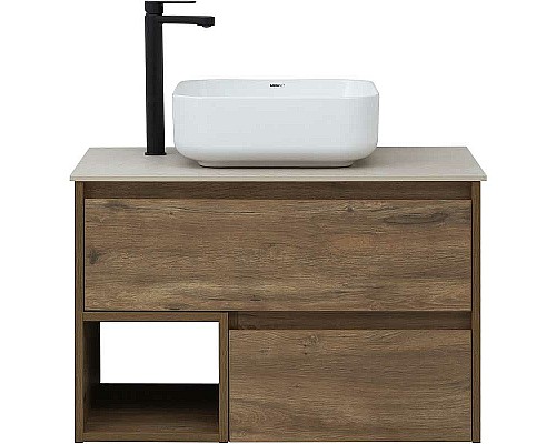 Тумба с раковиной STWORKI Карлстад 75 425257 подвесная Дуб рустикальный