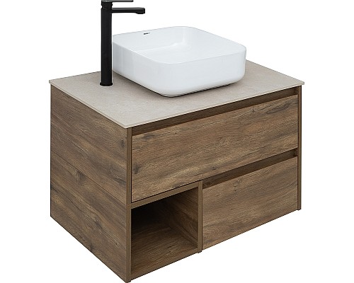 Тумба с раковиной STWORKI Карлстад 75 425257 подвесная Дуб рустикальный