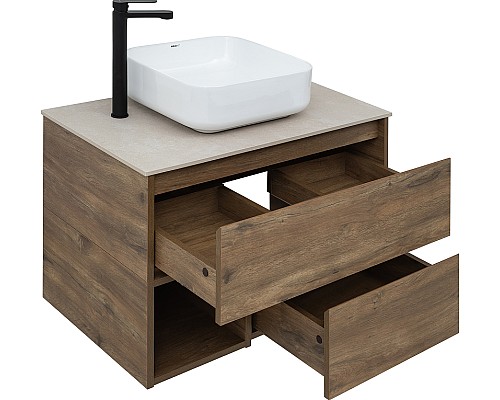 Тумба с раковиной STWORKI Карлстад 75 425257 подвесная Дуб рустикальный