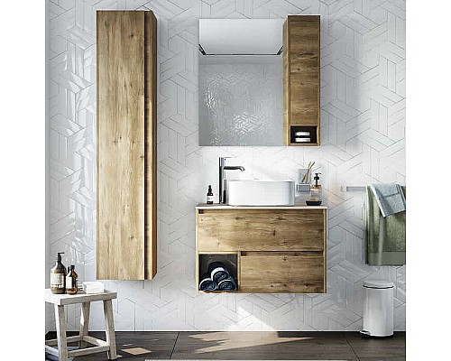 Тумба с раковиной STWORKI Карлстад 75 425257 подвесная Дуб рустикальный