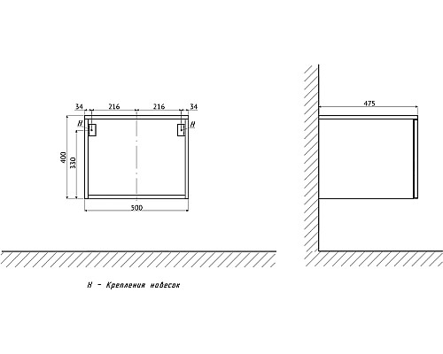 Тумба с раковиной STWORKI Ольборг 80 482632 подвесная Белая матовая Дуб карпентер