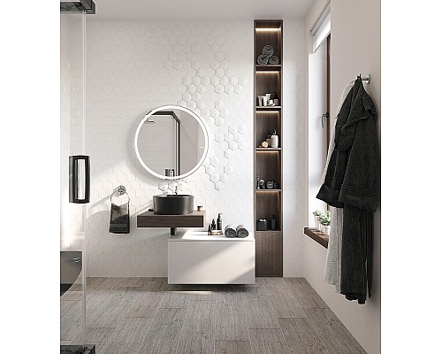 Комплект мебели для ванной STWORKI Ольборг 80 482613 подвесная Белая матовая Дуб карпентер