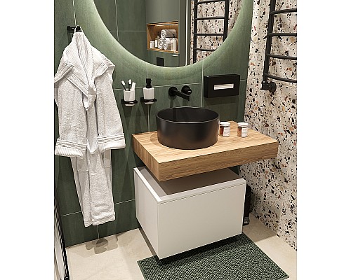 Комплект мебели для ванной STWORKI Ольборг 80 486638 подвесная Белая матовая Дуб французский