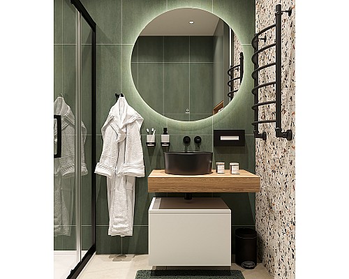 Комплект мебели для ванной STWORKI Ольборг 80 486638 подвесная Белая матовая Дуб французский