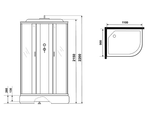 Душевая кабина Niagara Classic 110х90 L NG-33194-14LF с гидромассажем