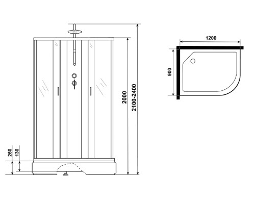 Душевая кабина Niagara Classic 120х90 L NG-33294-14LBKTG с гидромассажем