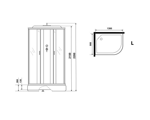 Душевая кабина Niagara Classic 130х90 L NG-33394-14LBK без гидромассажа