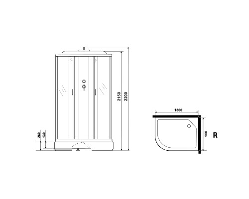 Душевая кабина Niagara Classic 130х90 R NG-33394-14RG с гидромассажем