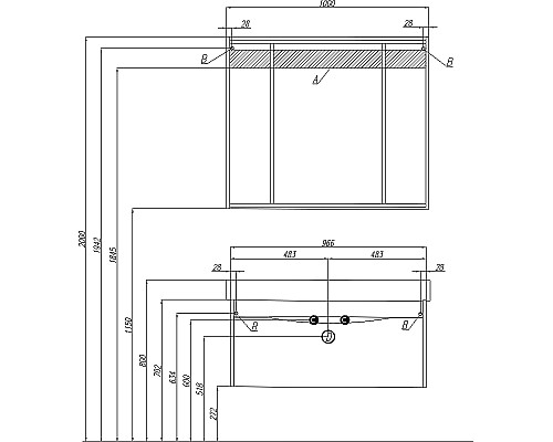Комплект мебели для ванной STWORKI Хельсинки 100 411900 подвесной Белый глянец