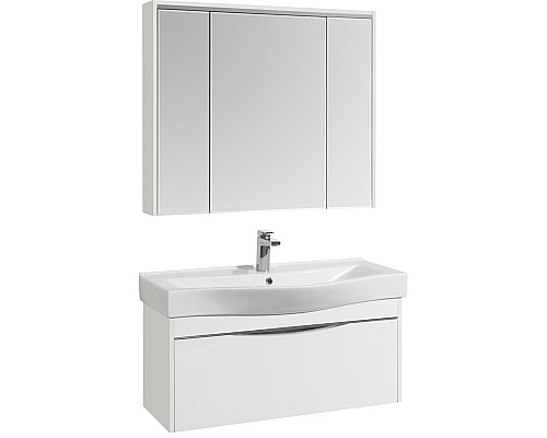 Комплект мебели для ванной STWORKI Хельсинки 100 411900 подвесной Белый глянец