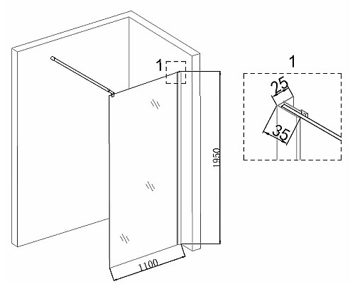 Душевая перегородка Niagara Nova 110 NG-687-11BLACK профиль Черный стекло прозрачное
