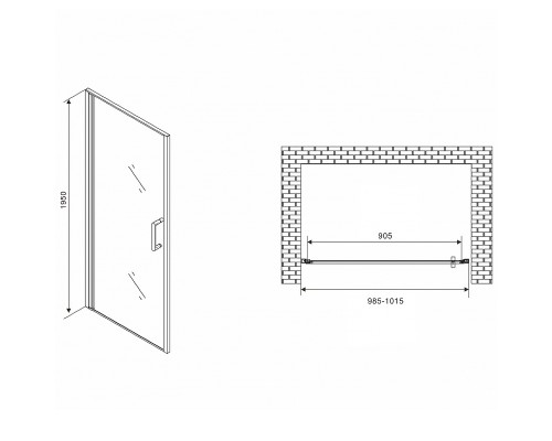 Душевая дверь Abber Sonnenstrand 100 AG04100M профиль Хром стекло матовое