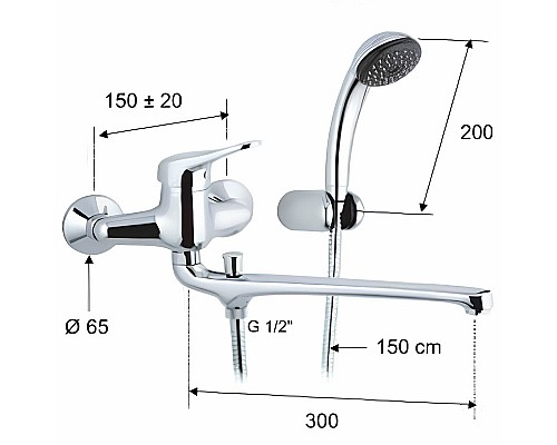 Смеситель для ванны Remer Kiss K492 универсальный Хром