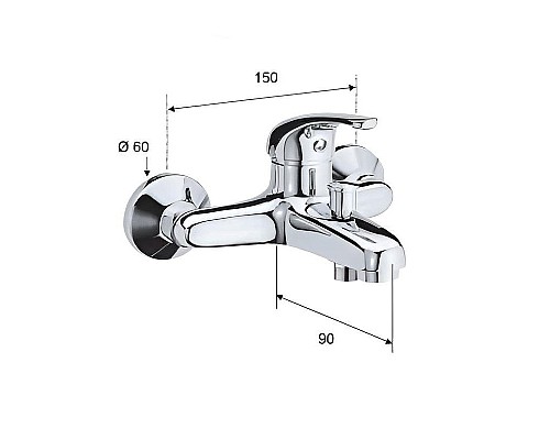 Смеситель для ванны Remer Серия 35 F052 Хром