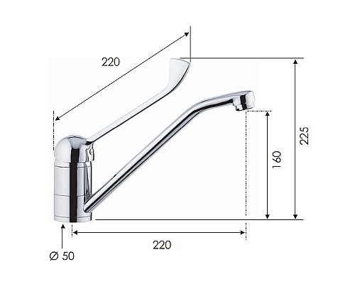 Смеситель для кухни Remer Kiss K44 Хром