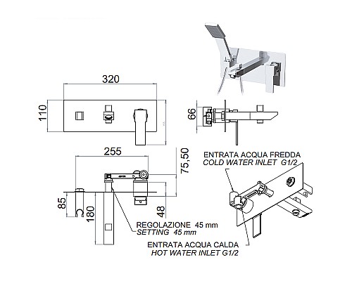 Смеситель для ванны Remer Qubica Q04 Хром