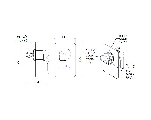 Смеситель для душа Remer Infinity I30NO Черный матовый