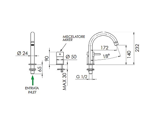 Смеситель для раковины Remer X-Style X57 Хром