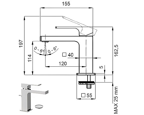 Смеситель для раковины Remer Absolute AU10 Хром