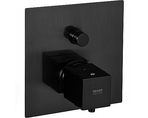 Смеситель для душа Remer Qubica Thermo QT09KBCFP с термостатом Черный хром брашированный