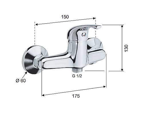 Смеситель для душа Remer Серия 35 F31 Хром
