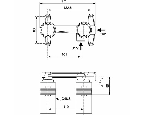 Скрытая часть для смесителя Ideal Standard A1313NU G 1/2