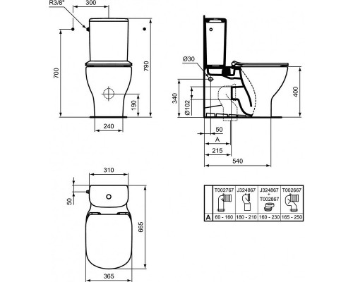 Унитаз компакт Ideal Standard Tesi T0082V1 без бачка и сиденья