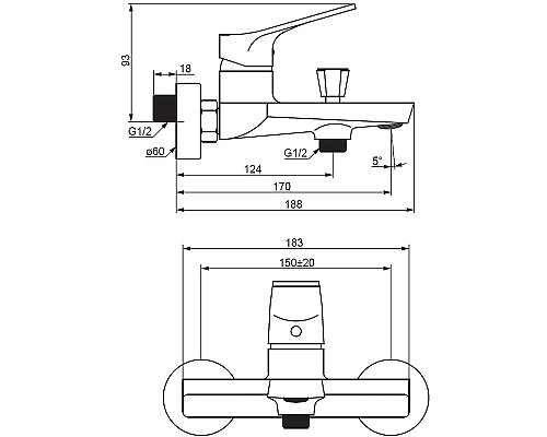 Смеситель для ванны Damixa Merkur 401000000 Хром