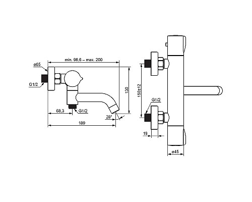 Смеситель для ванны Damixa Scandinavian Pure 363000300 с термостатом Черный матовый