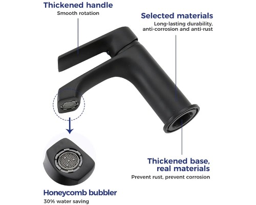 Смеситель для раковины Frap H71-6 F1071-6 Черный матовый