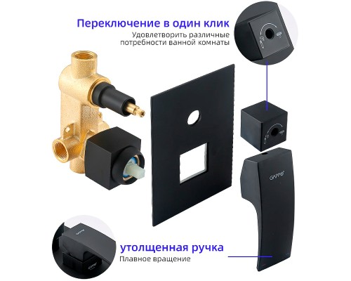 Душевая система Gappo G7107-6 Черная матовая