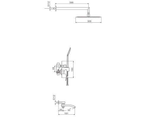 Душевая система Gappo G7107-6 Черная матовая