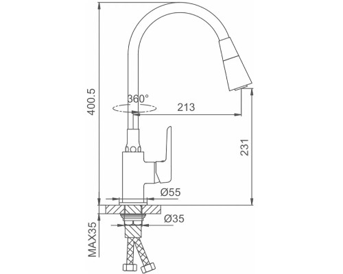 Смеситель для кухни Frap H17-6 F4417-6 Черный матовый