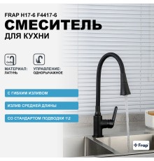 Смеситель для кухни Frap H17-6 Черный матовый