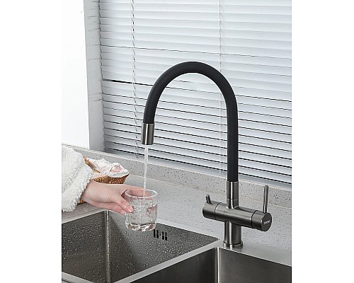 Смеситель для кухни Gappo G4398-39 Оружейная сталь Черный