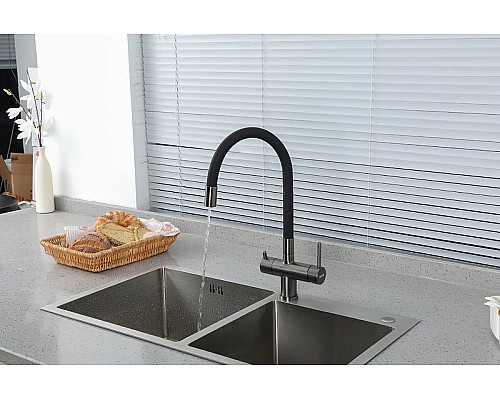 Смеситель для кухни Gappo G4398-39 Оружейная сталь Черный