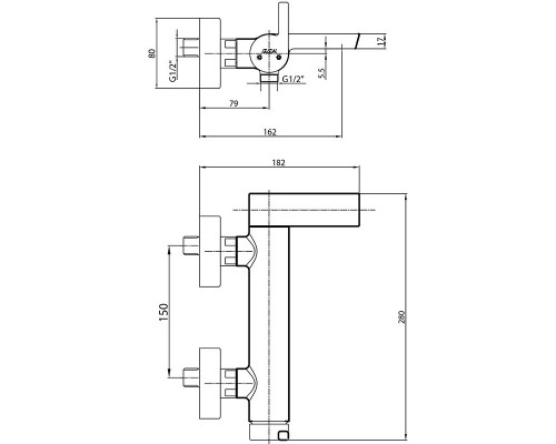 Смеситель для ванны E.C.A. Icon 102102478HEX Хром