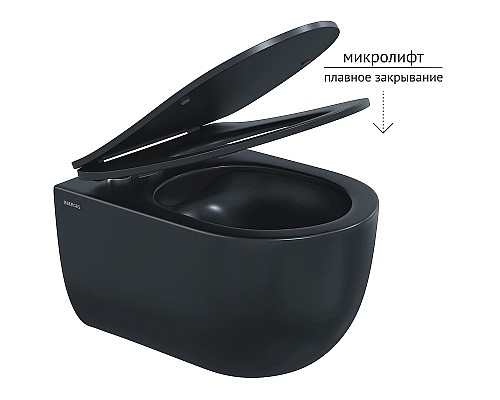 Унитаз Berges Ventas Black Rimless 082136 подвесной Черный с сиденьем Микролифт