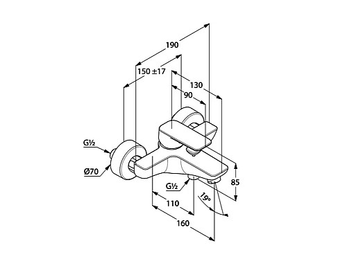 Смеситель для ванны Kludi Pure Style 406813975 Черный матовый