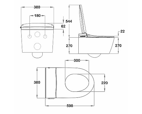 Унитаз биде Swedbe Smart 0505 подвесной c сиденьем Микролифт