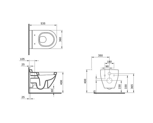 Унитаз Ambassador Nord 133T20001 подвесной Белый глянцевый без сиденья