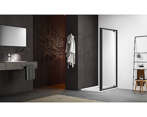 Душевая дверь Aquatek 90 AQ ARI PI 09020BL профиль Черный стекло прозрачное